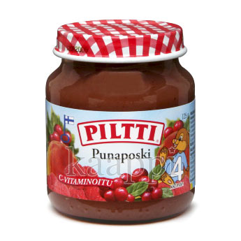 Детское питание Piltti малина, персик, брусника с 4-х мес.