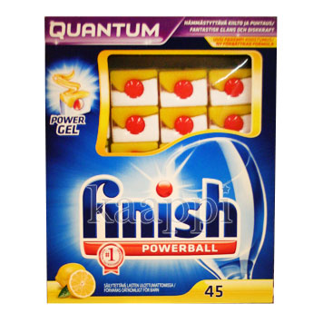 Таблетки для посудомоечной машины Finish Quantum Powerball (лимон) 45шт.