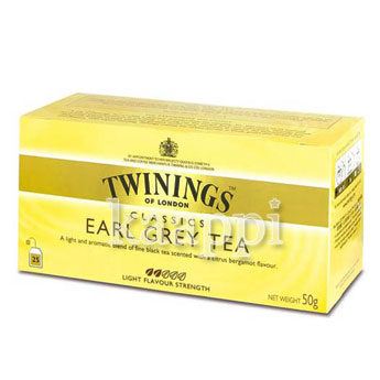Черный чай Twinings Earl Grey tee с бергамотом 25x2г