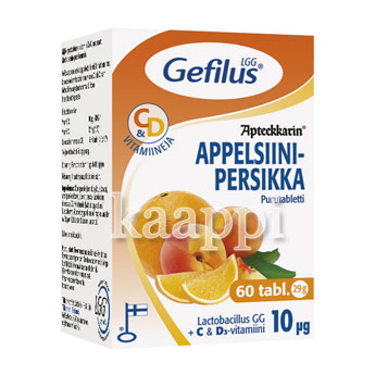 Кисломолочные бактерии Gefilus Appelsiini-persikka Purutabletti 30табл