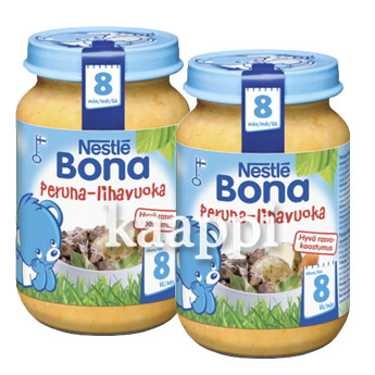 Детское питание Bona Sadonkorjuupata картофель, морковь, говядина 2x200г