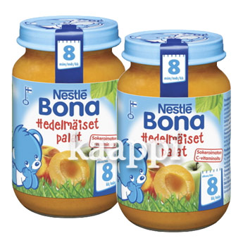 Детское питание Bona Hedelmaiset palat яблоко, персик 2x200г