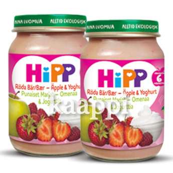 Детское питание Hipp яблоко, клубника, малина, сливки 2x160г