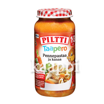 Детское питание Piltti Taapero Pennepastaa ja kanaa (макароны с курицей) 1-3г 250гр