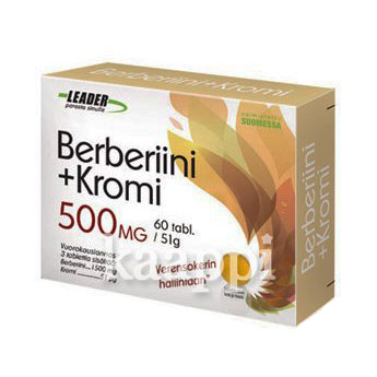 Витамины Берберин + хром Leader Berberiini +Kromi 500мг, 60 таблеток, 51гр