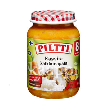 Детское питание Piltti Kasvis-kalkkunapata рис, индейка (с 8 месяцев)  200гх2