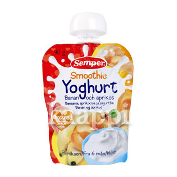 Детское питание Semper Smoothie Yogurtti банан, абрикос, йогурт (с 6 месяцев) 90гр