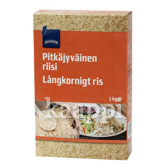 Рис длиннозерный, пропаренный Rainbow Pitkajyvainen riisi 1кг