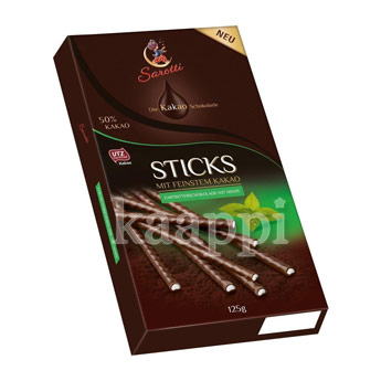 Шоколадные палочки Sarotti Sticks mit feinstem kakao с мятной помадкой 125г