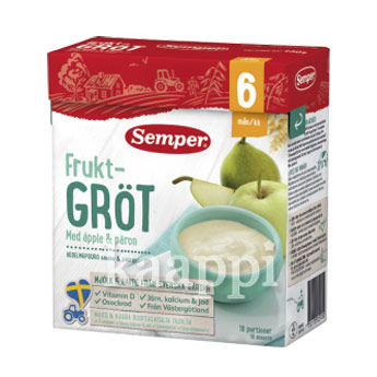 Фруктовая каша Semper Frukt-Grot omena&paaryna яблоко, груша (от 6 месяцев) 480г