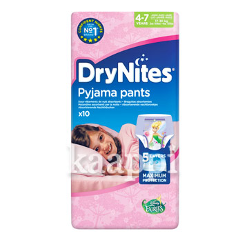 Подгузники-трусики DryNites Pyjama pants для девочек 4-7 лет, 10шт.