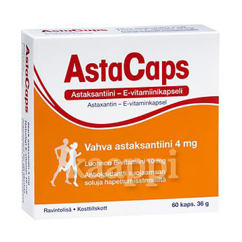 Астаксантин и витамин Е AstaCaps Astaksantiini-E-vitamiinikapseli 60 капс., 36г