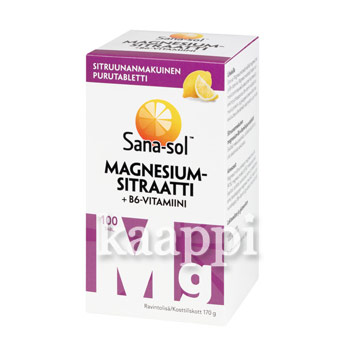 Витамины Sana-Sol Magnesium SITRAATTI +B6 100 таблеток из Финляндии