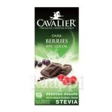 Тёмный шоколад Cavalier stevia dark berries без сахара с ягодами 85г